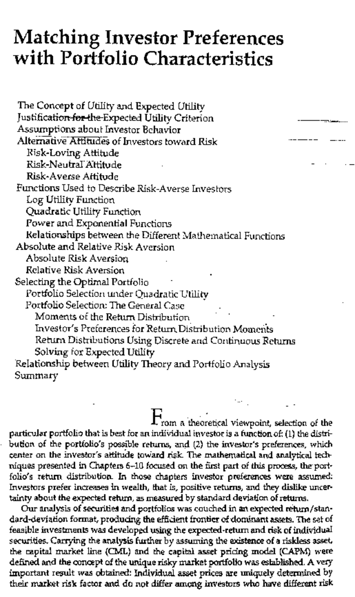 Lecture 1- Utilility Theory Reading - Matching Investor Preferences ...