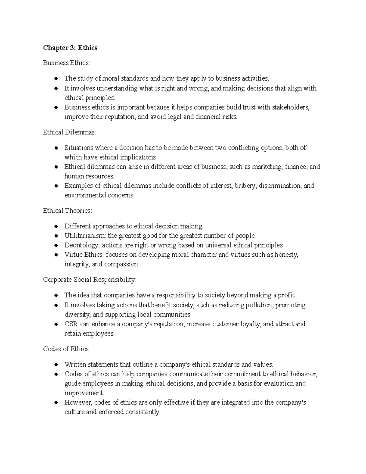 BUS 101 Chapter 3 - Ethics: Key Concepts and Dilemmas - Studocu