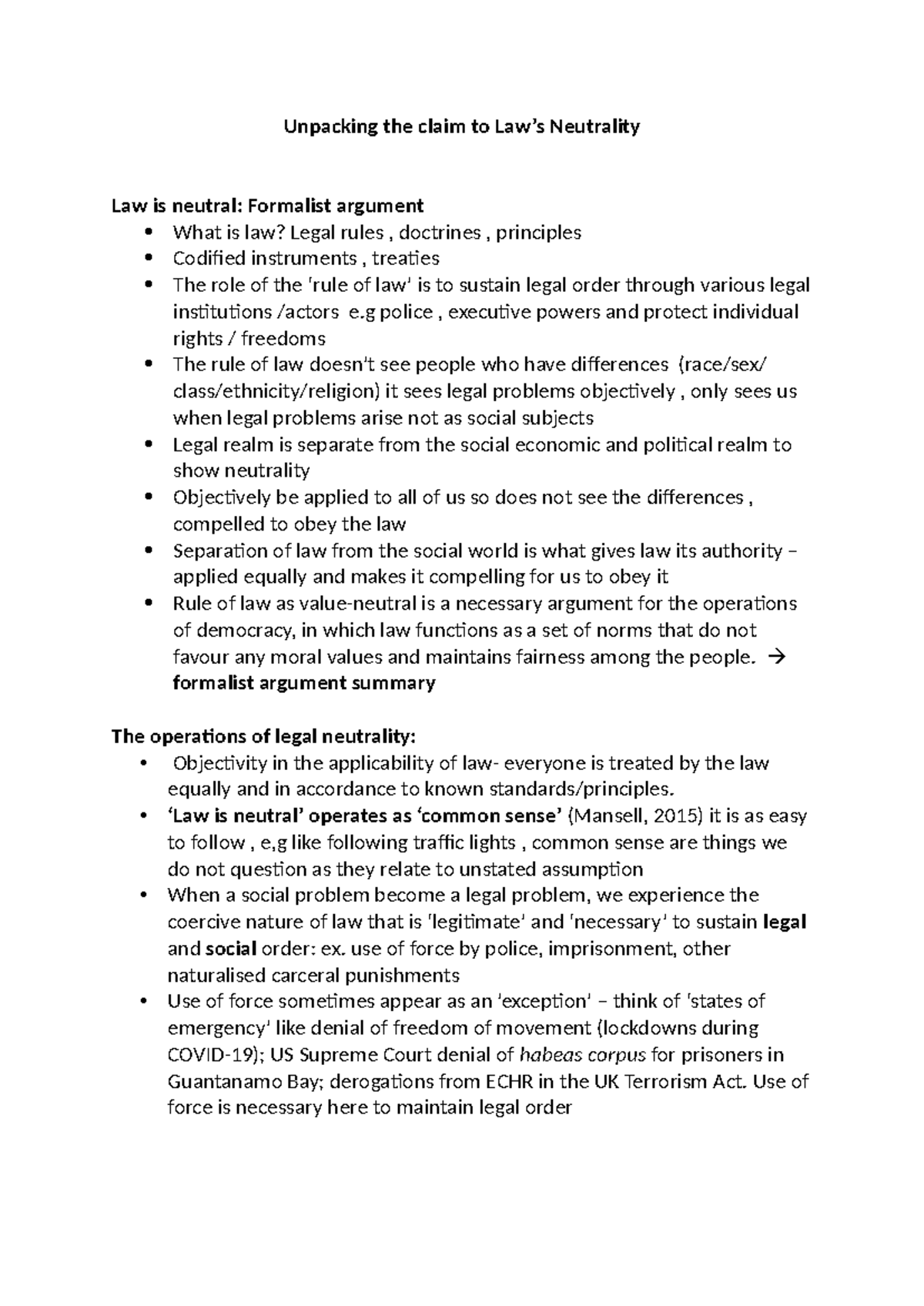 Unpacking Legal Neutrality: A Formalist Perspective on Law and Order ...