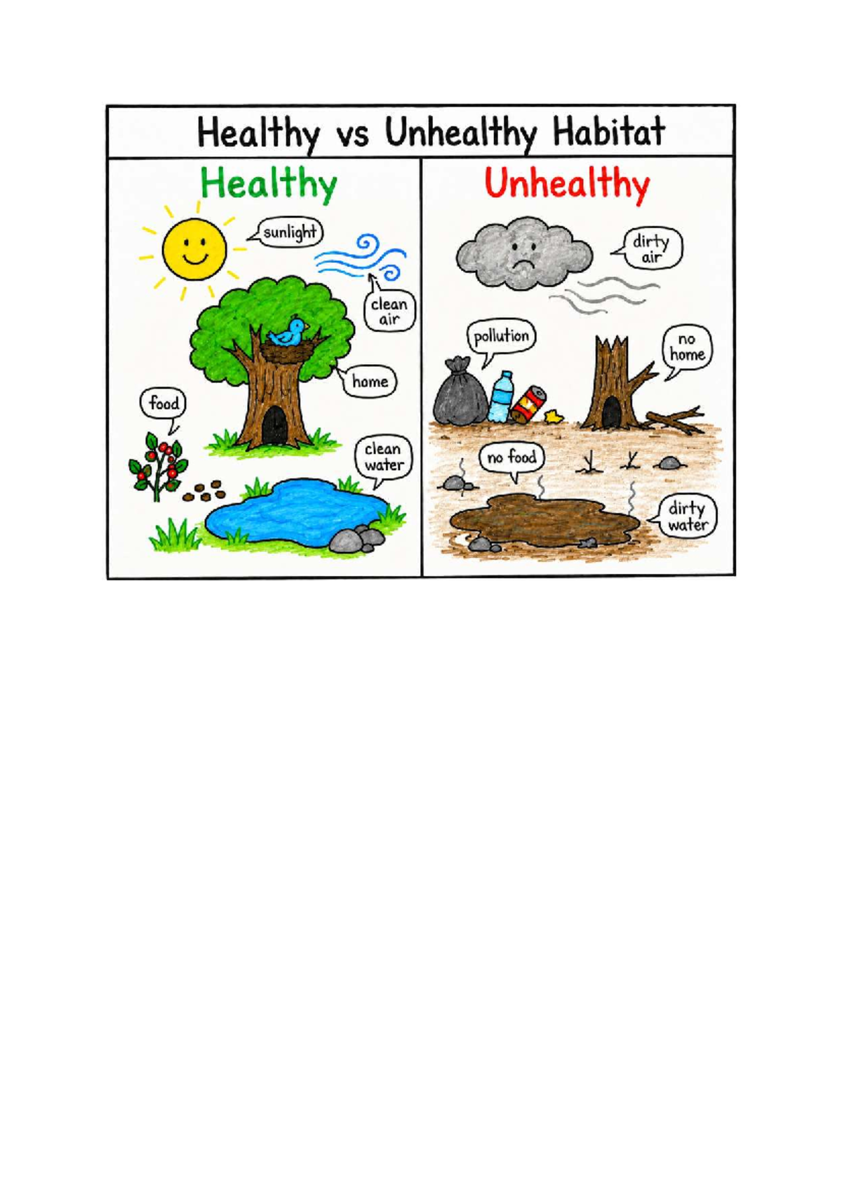 Doc2 - Year 1 Science - 2999EDN - Healthy vs Unhealthy Habitat Healthy ...