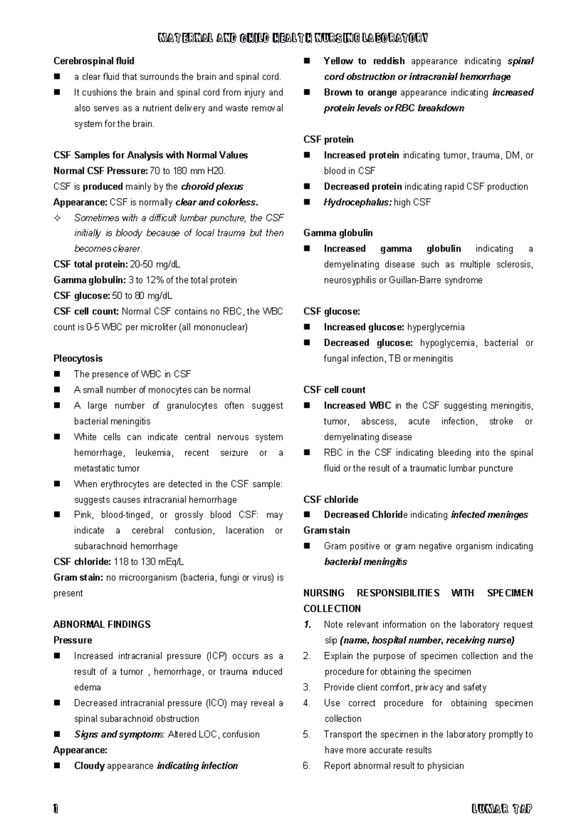 Lumbar-TAP - rachiocentesis - Cerebrospinal fluid a clear fluid that ...