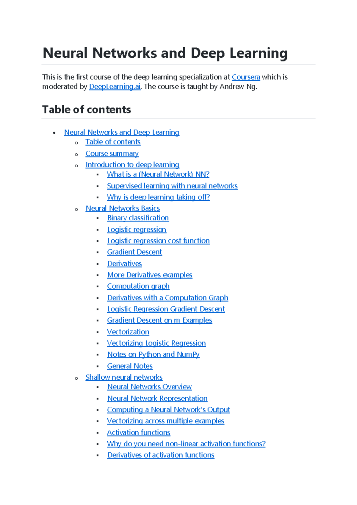 Neural Networks & Deep Learning: Course Overview and Insights - Studeersnel