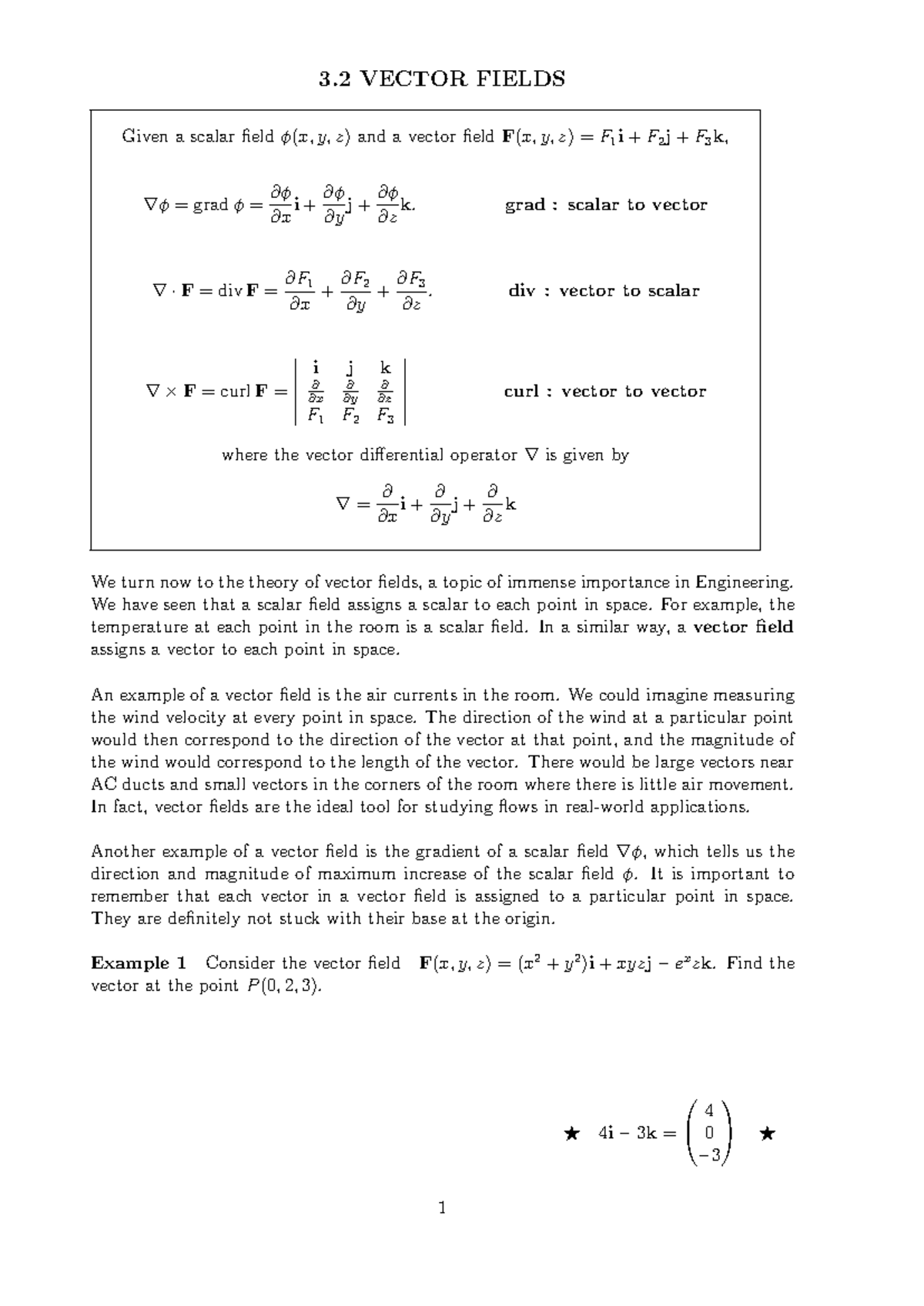 3.2 Vector Fields: Understanding Grad, Div, and Curl Operations - Studocu