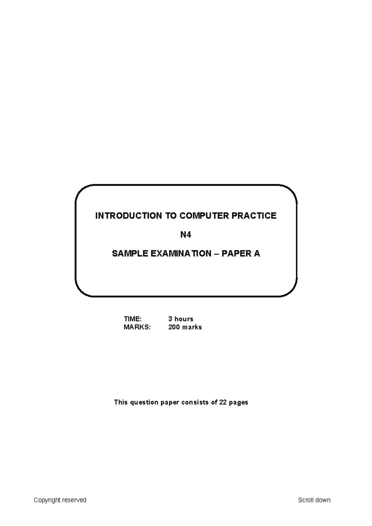 Intro to Computer Practice N4 Sample Exam Paper A - 200 Marks - Studocu