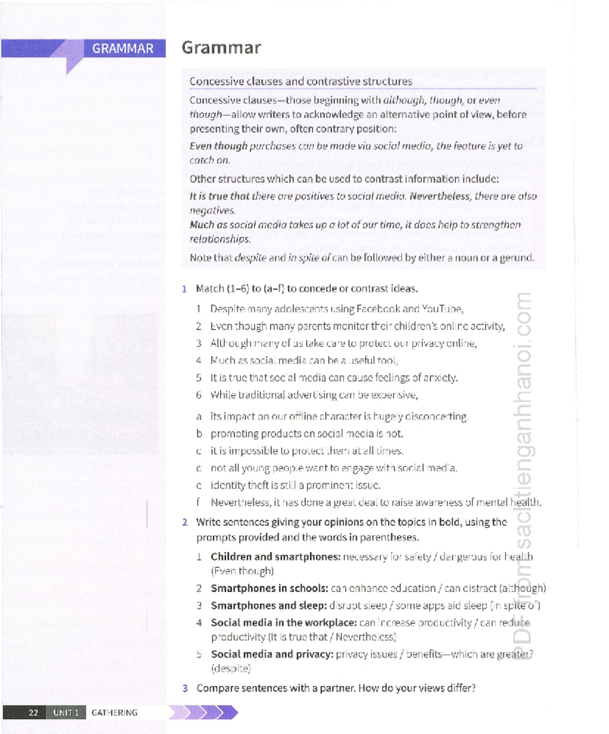 4RW-Skillful 4-22: Concessive Clauses & Contrastive Structures - Studocu