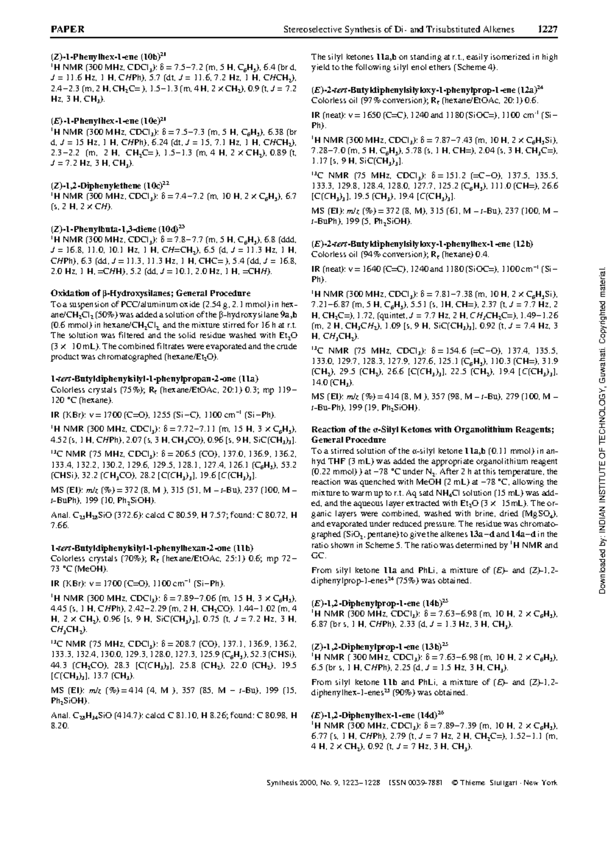 PAPER Stereoselective Synthesis of Trisubstituted Alkenes (10b) - Studocu