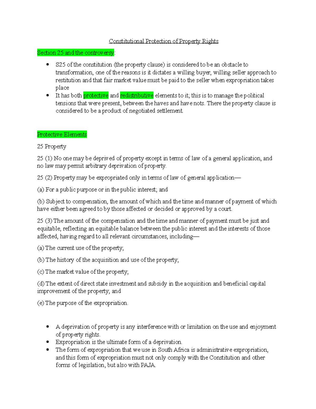 Constitutional Protection of Property Rights: Analysis of Section 25 ...
