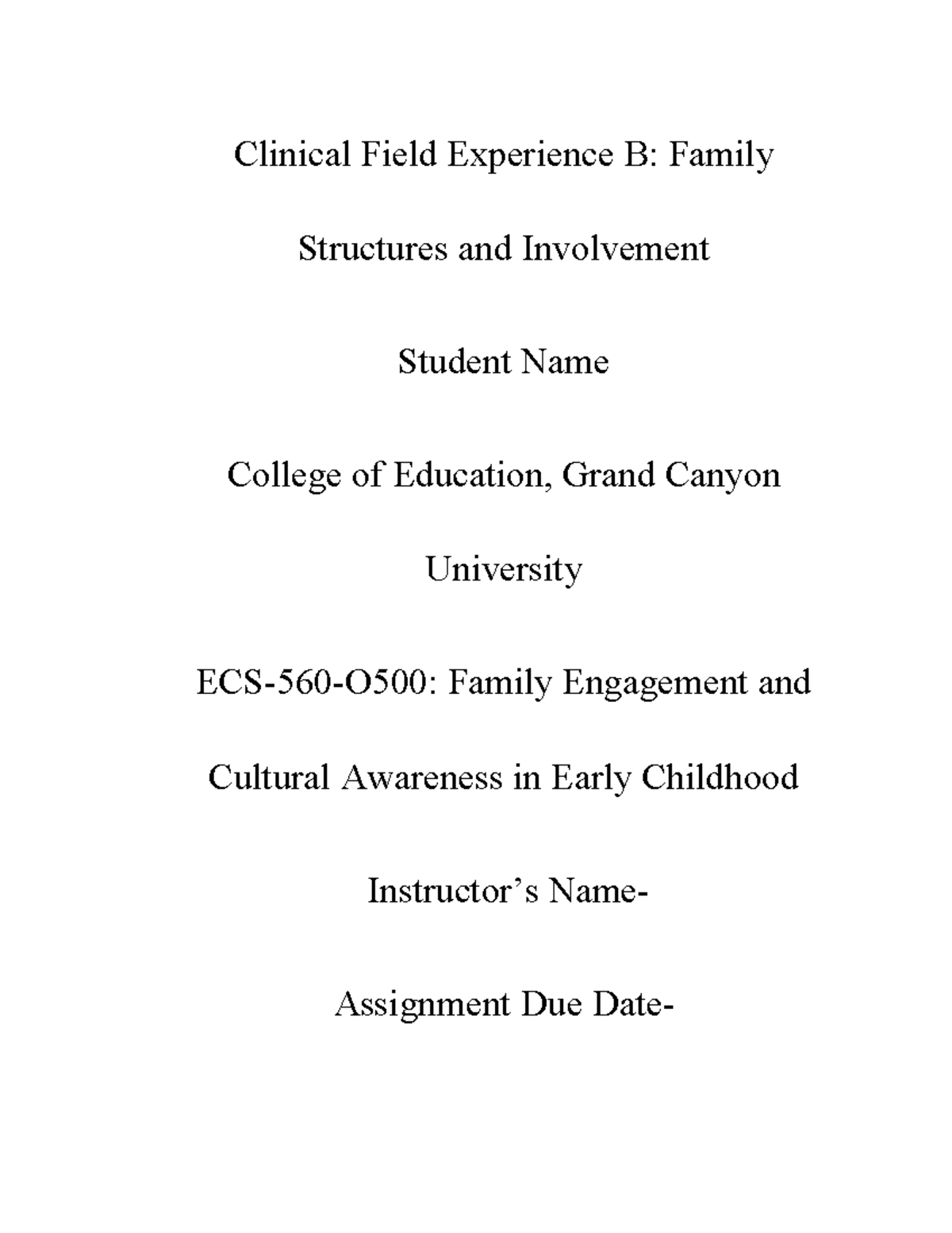 ECS-560-O500: Impact of Culture and Family on Child Learning - Studocu