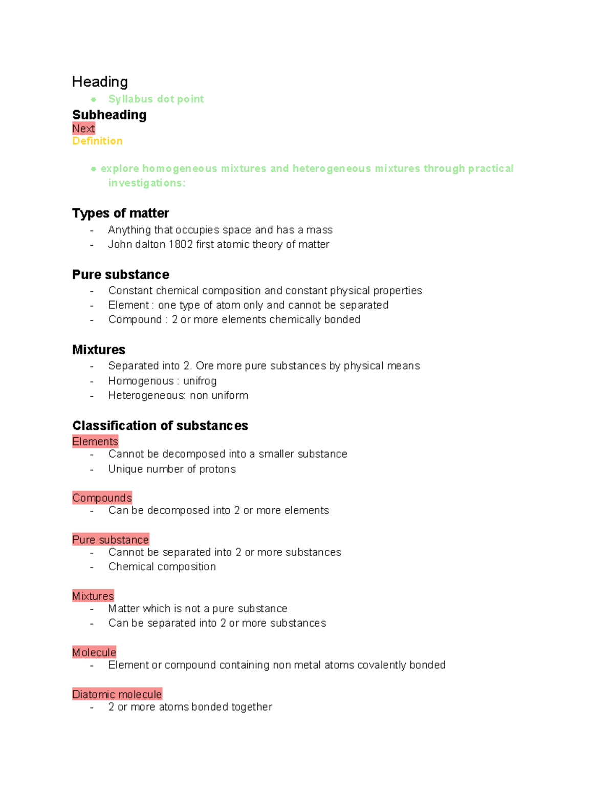 Module 1 Chemistry Notes: Exploring Matter and Atomic Theory - Studocu