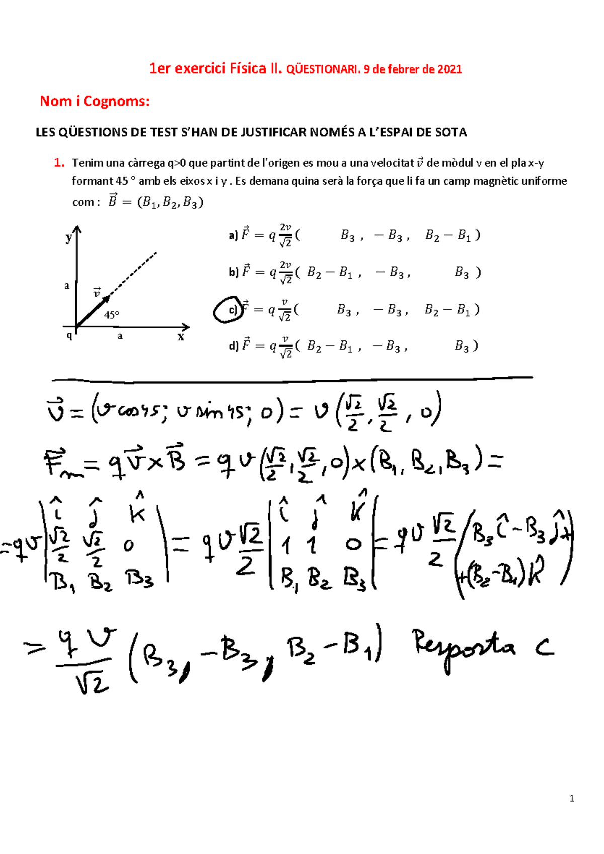 Examen Física II: Temes 3 i 4, 1a Convocatòria, 2020-2021 - Document Preview