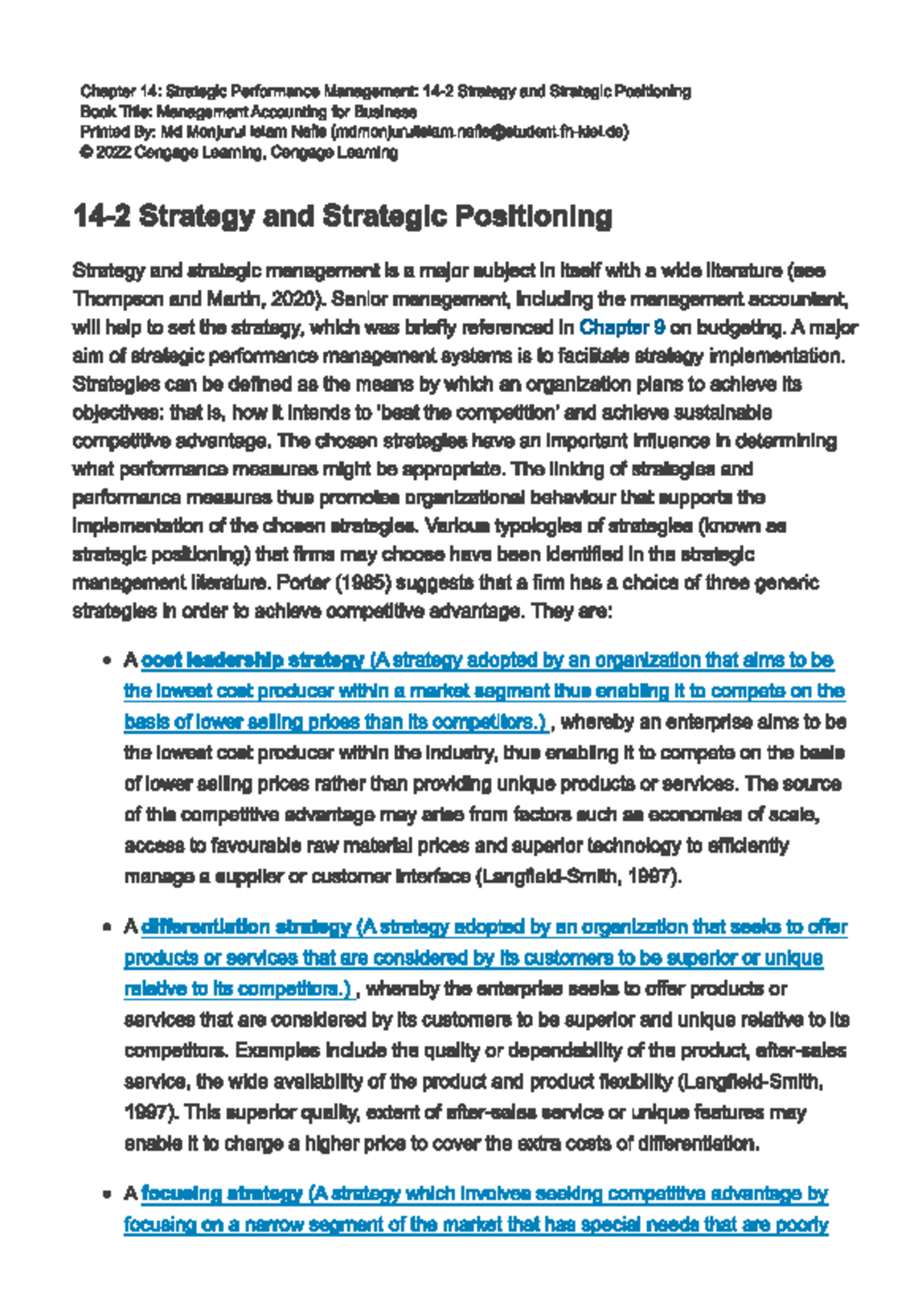 Chapter 14: Strategic Performance Management in Management Accounting ...