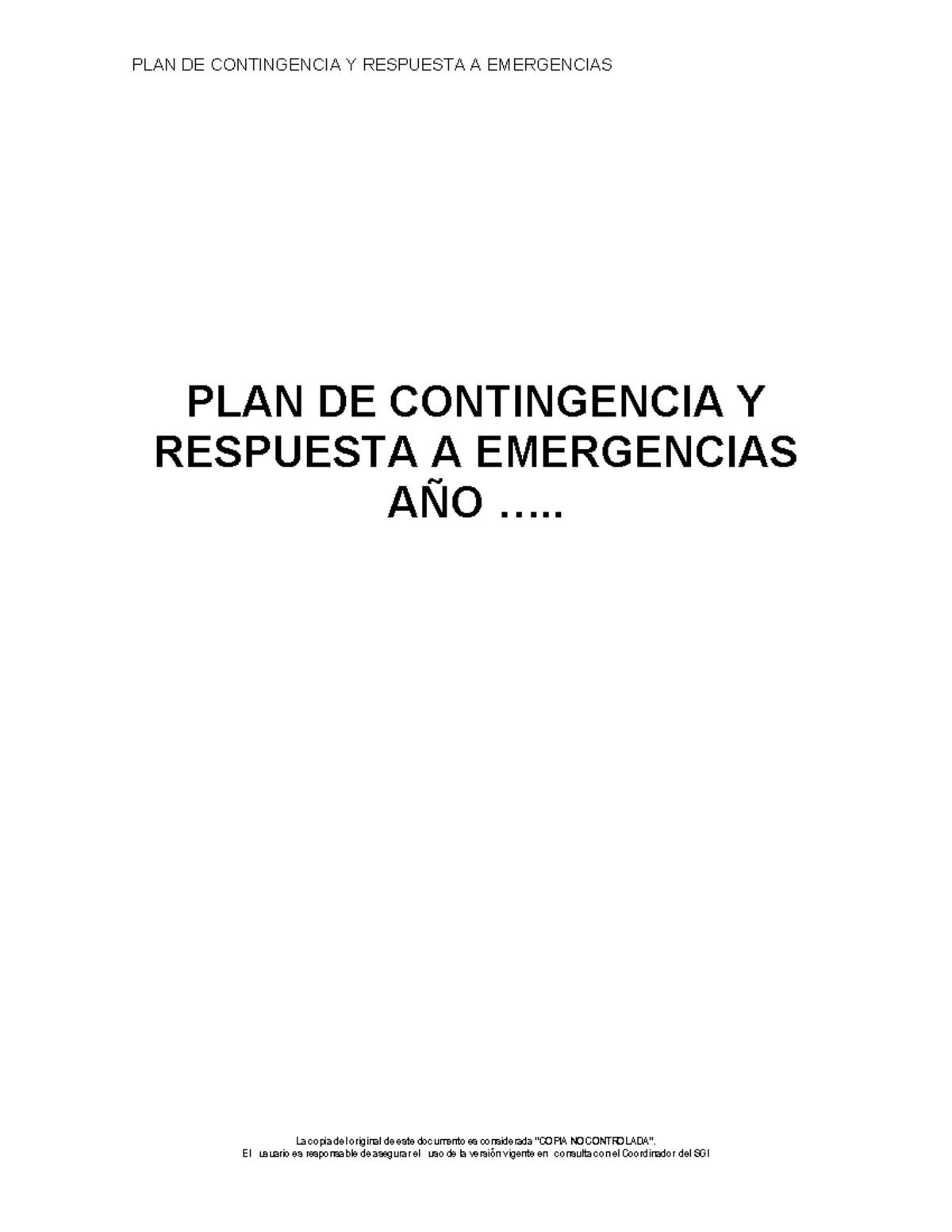 2. Plan de Respuesta a emergencias - PLAN DE CONTINGENCIA Y RESPUESTA A ...