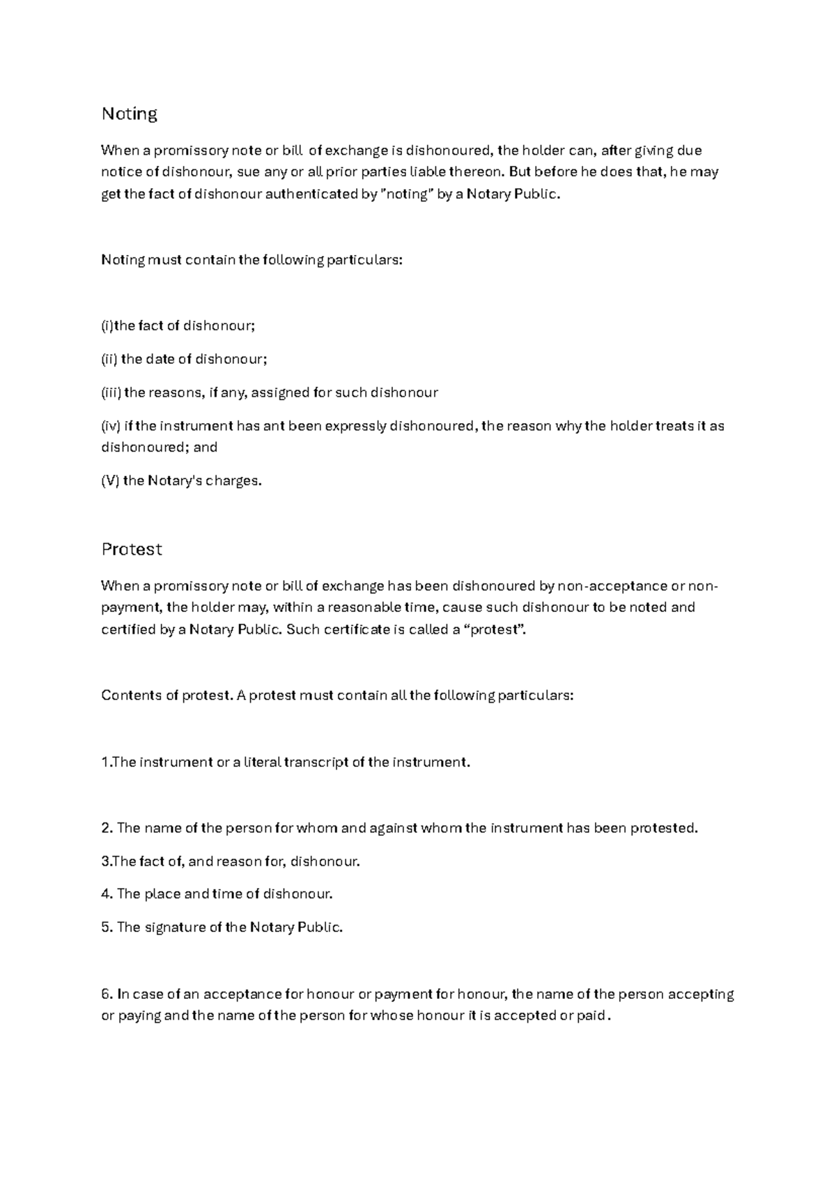 Noting and protest - Noting When a promissory note or bill of exchange ...