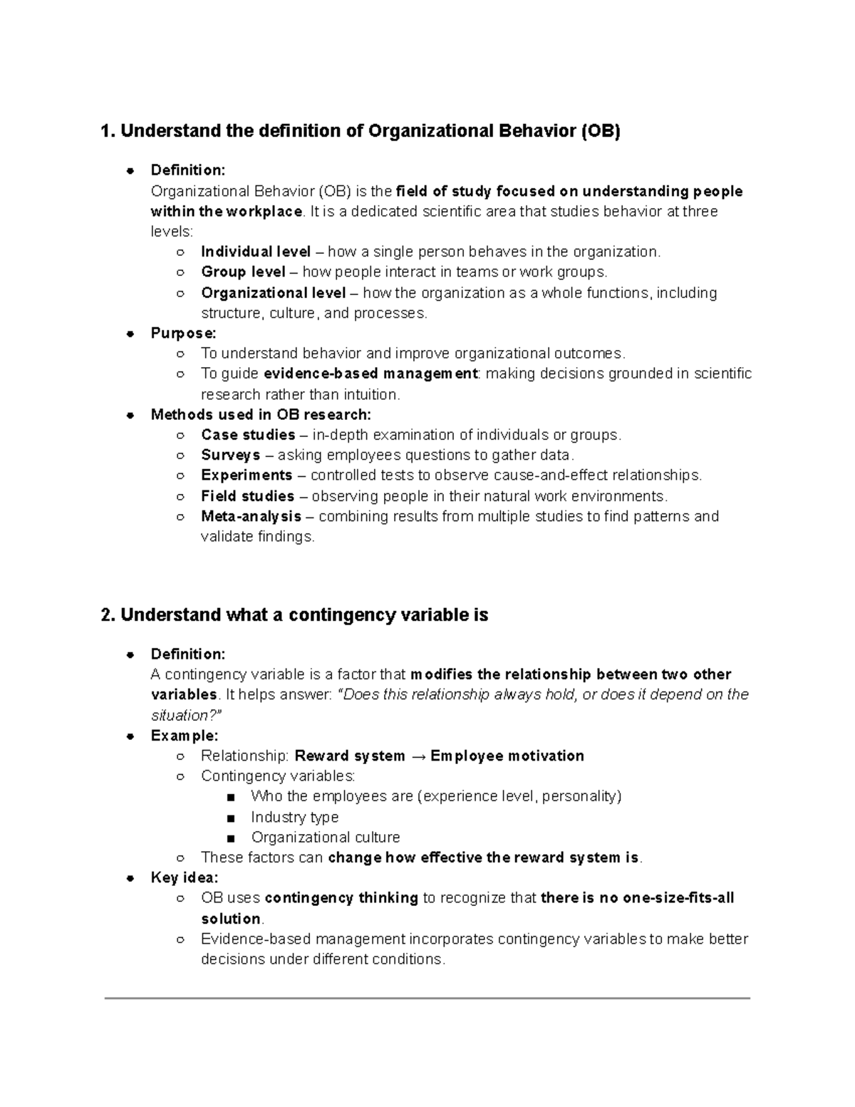 Lecture Notes on Organizational Behavior Concepts - Studocu