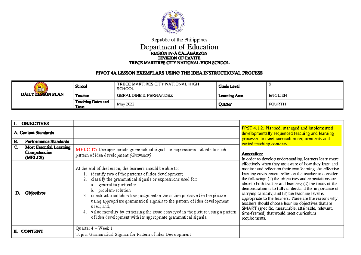 LE-Grammatical-Signals - Republic of the Philippines Department of ...