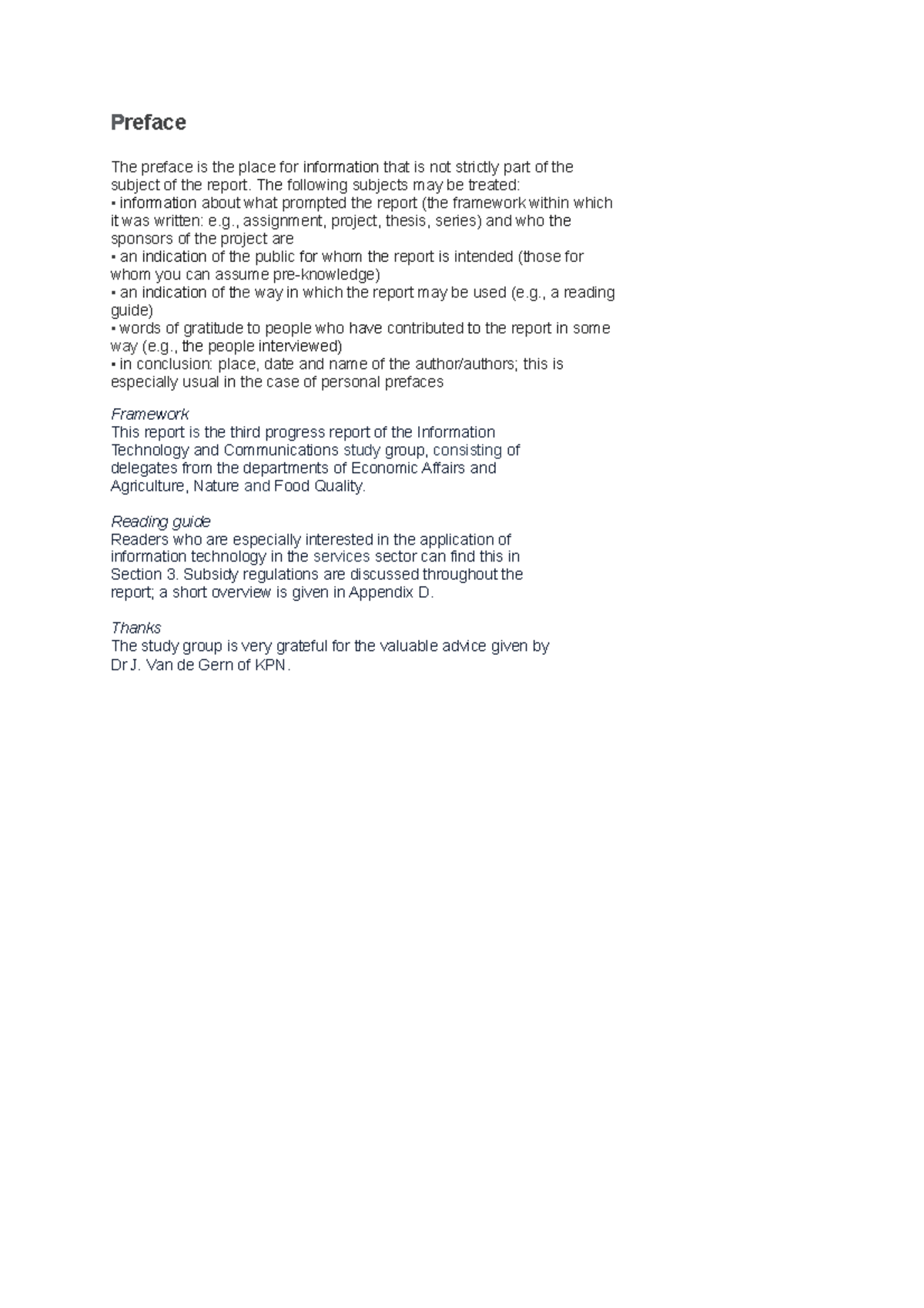 Preface to Progress Report ITC Study Group (ITC 301) - Studeersnel
