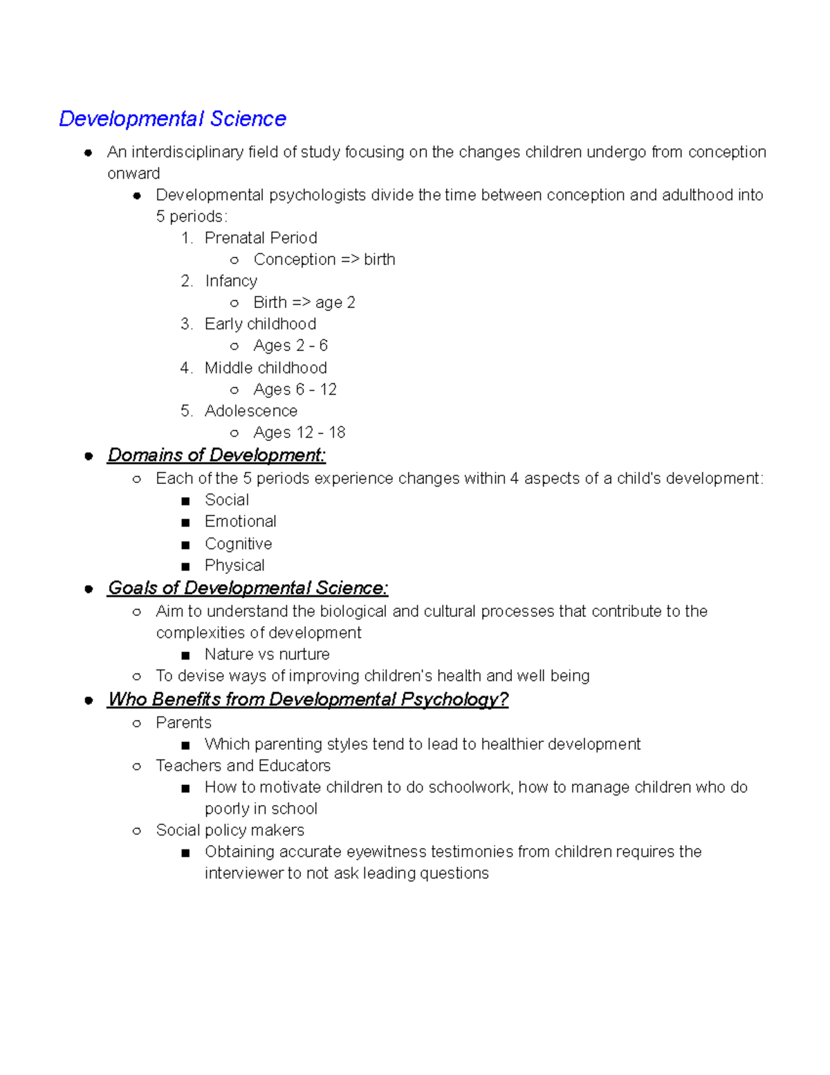 PSYCH 2040 Week 1 The Science of Child Development - Developmental ...