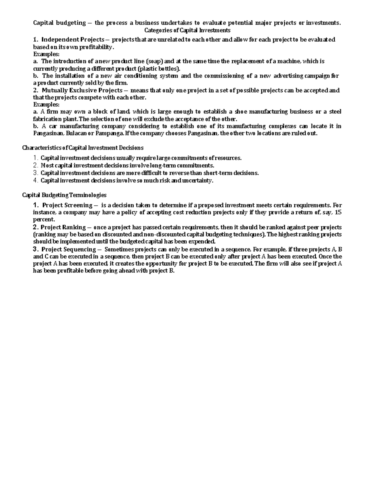 Capital Budgeting Notes: Evaluating Major Investments and Projects ...