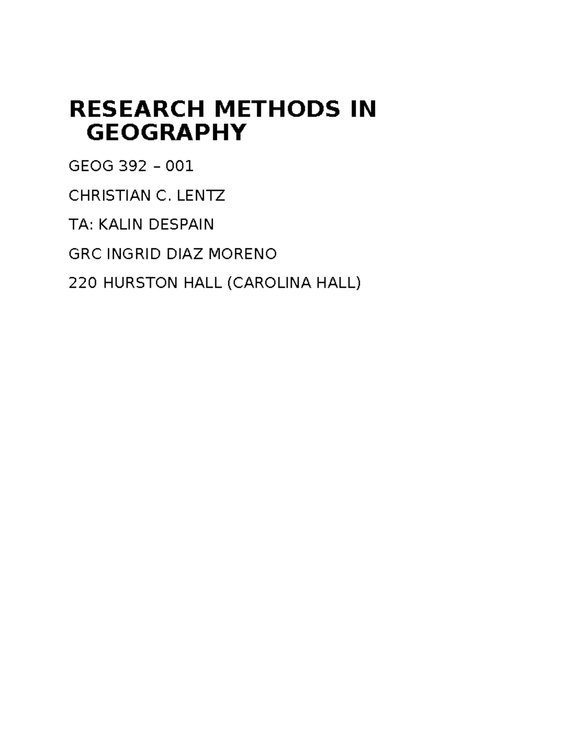 Research Methods in Geography: GEOG 392 Final Exam Notes - Studocu