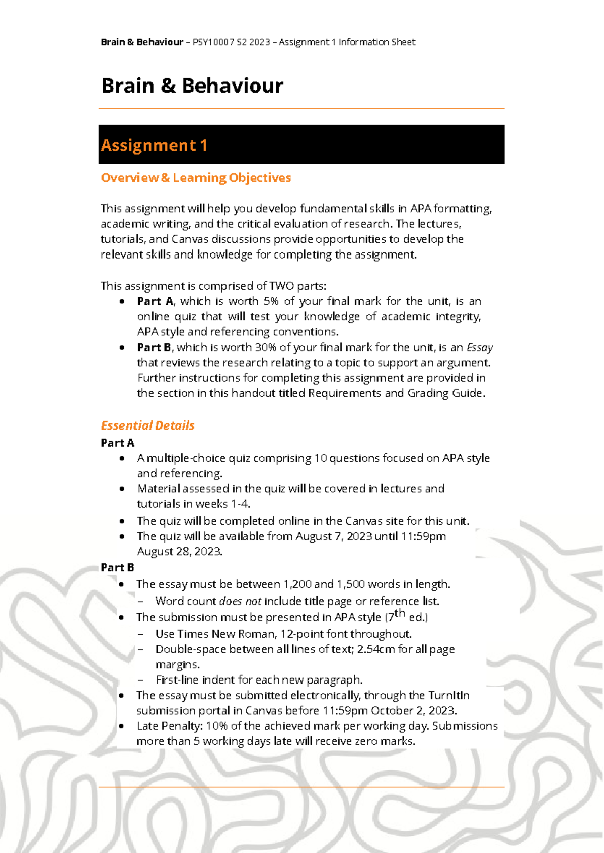 Brain Behaviour S2 2023 Assignment 1: Essay on Blue Light Effects on ...