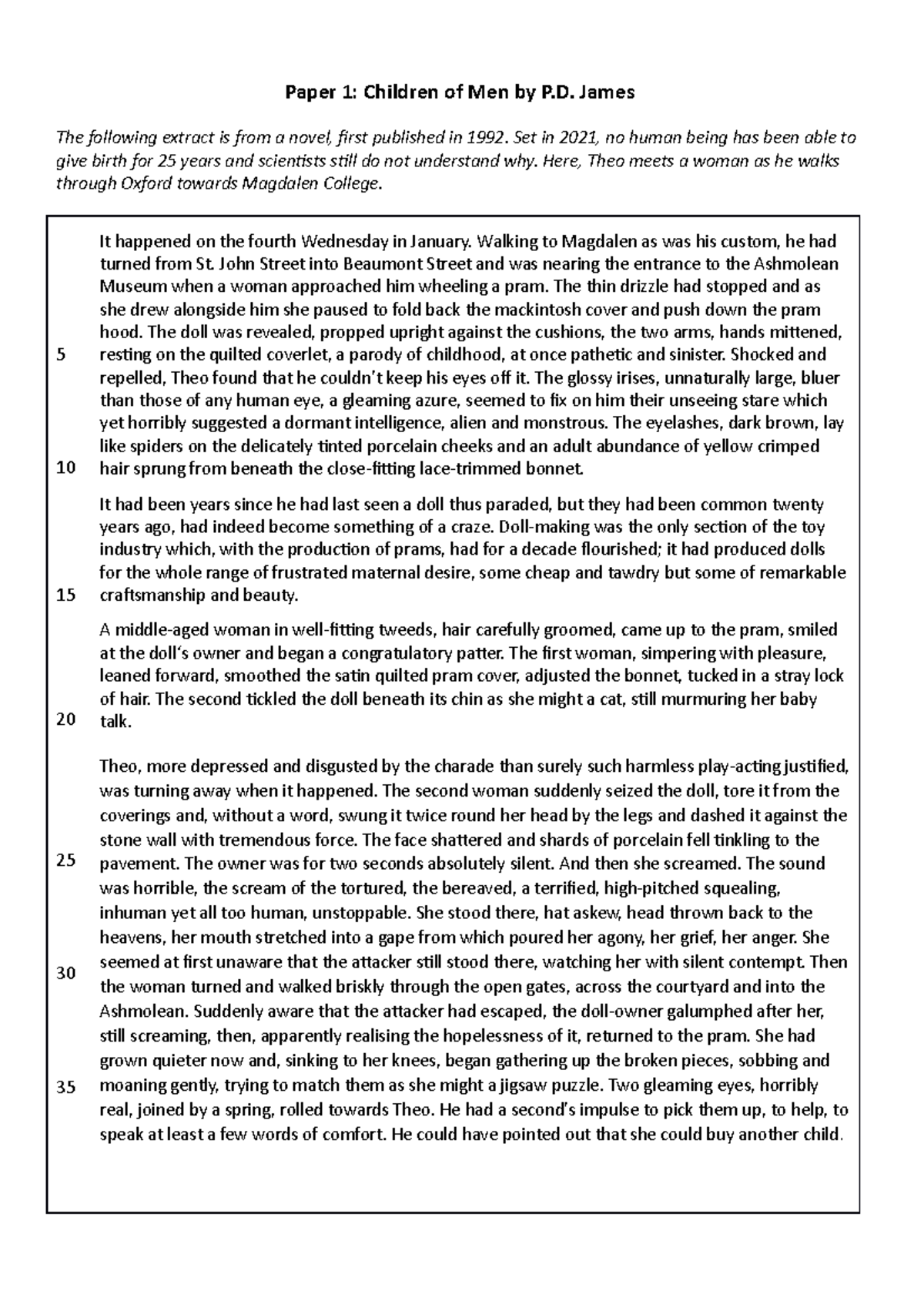 Language Paper 1 Mock Exam: Analysis of 