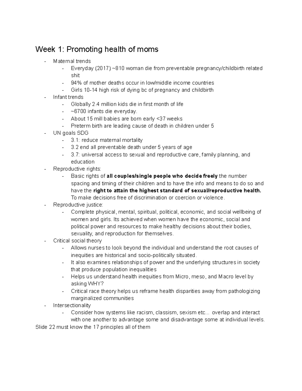 PPN 301 - Maternal Health and Prenatal Care Notes (Weeks 1-5) - Studocu