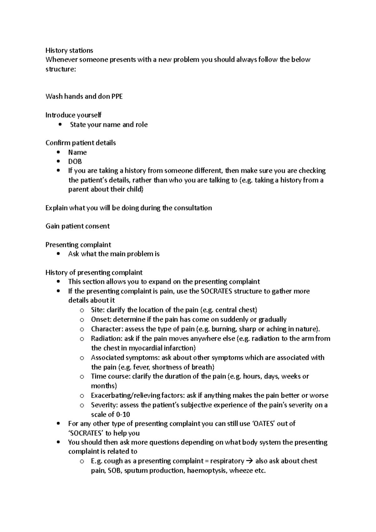 OSCE Steps and Examples for Effective Patient History Taking - Studocu