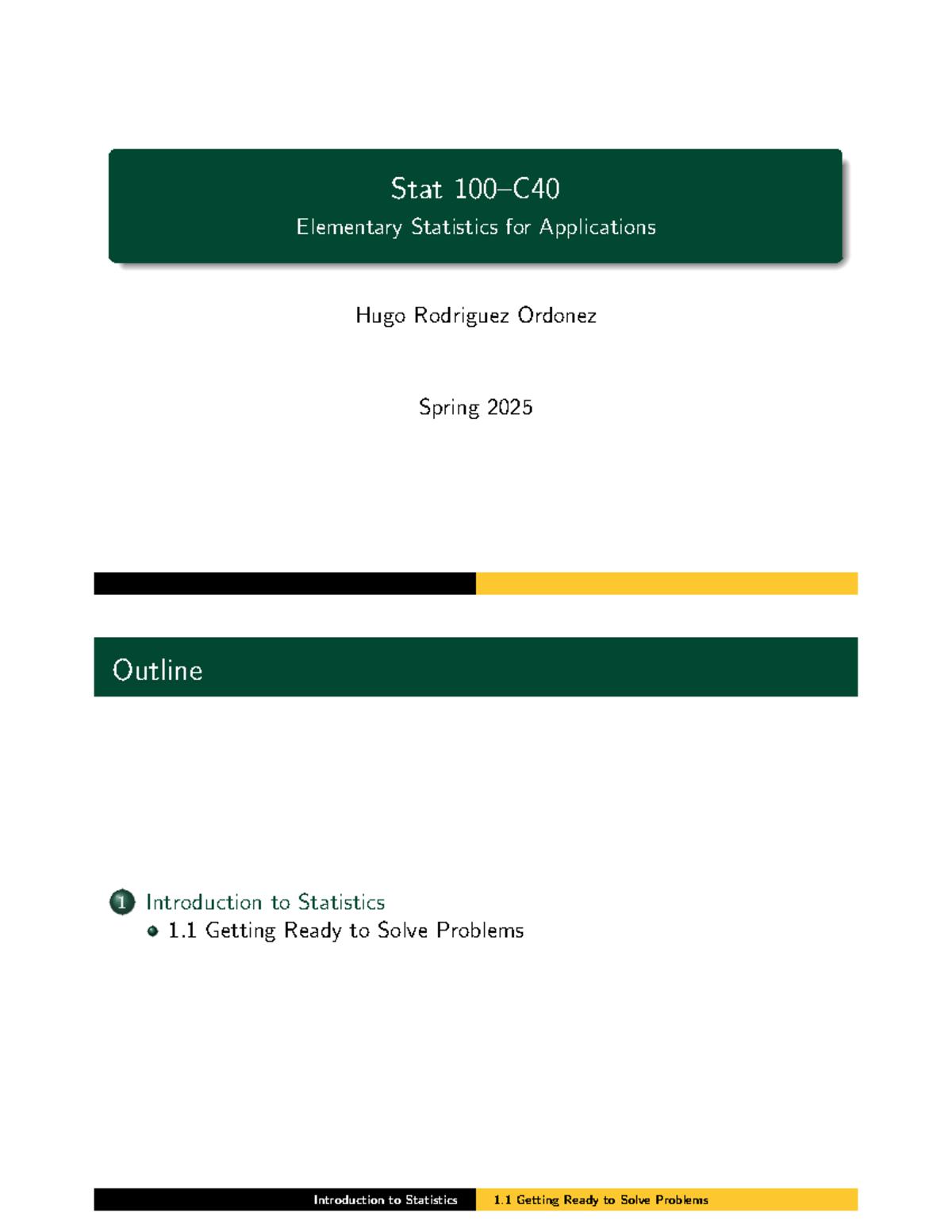 Stat 100: Intro to Statistics - Key Concepts and Overview for Spring ...