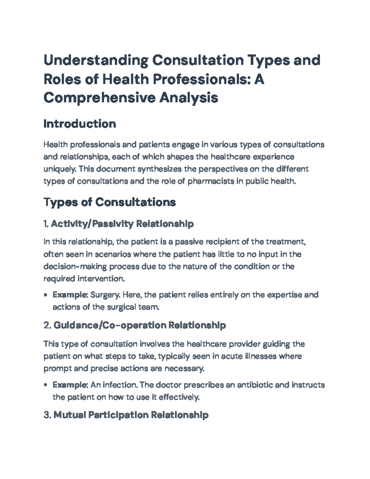 Understanding Consultation Types & Health Professional Roles in PH ...
