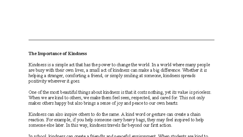 The Power of Kindness: Transforming Lives and Communities - Studocu