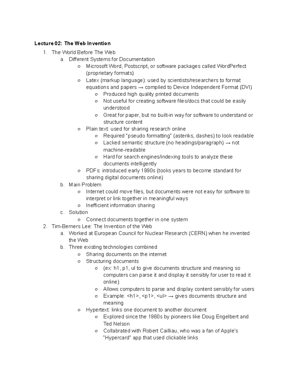 Lecture 02: The Web Invention and Document Systems Overview - Studocu