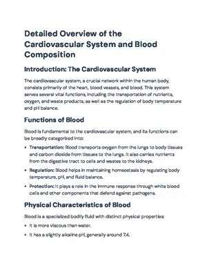 Cardiovascular System - Study Notes & Assignments - Studocu
