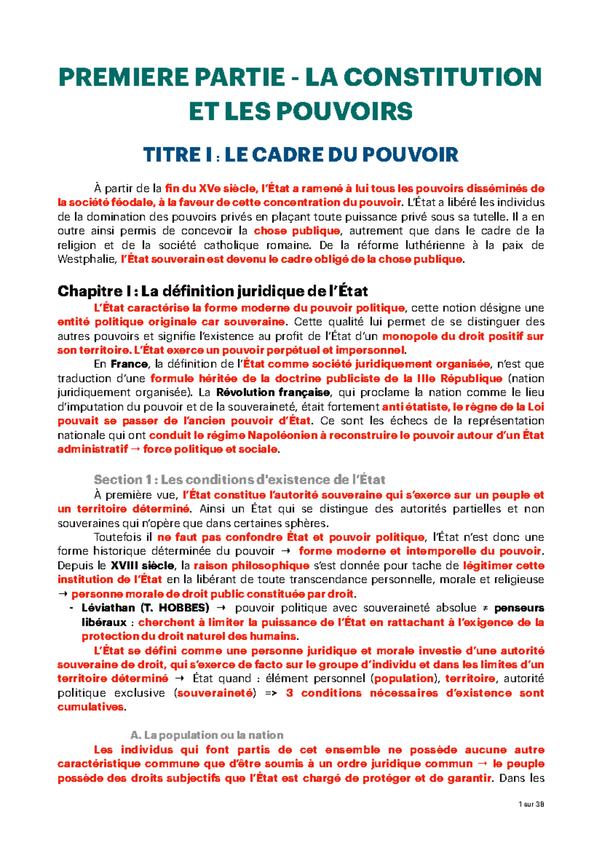 Première Partie - La Constitution et les Pouvoirs : Cadre du Pouvoir ...