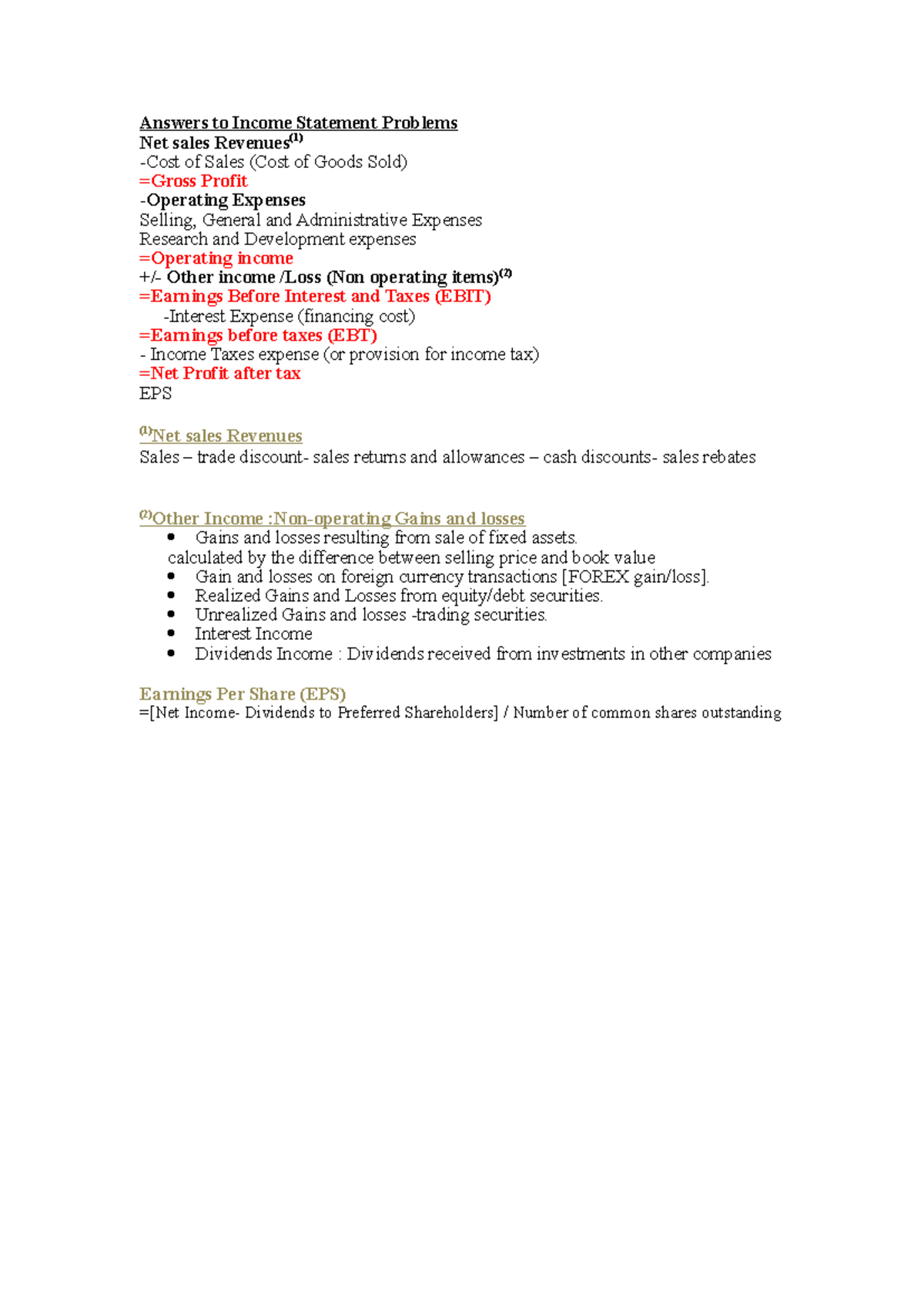Income Statement Solutions for Financial Analysis (Course Code: ACC101 ...
