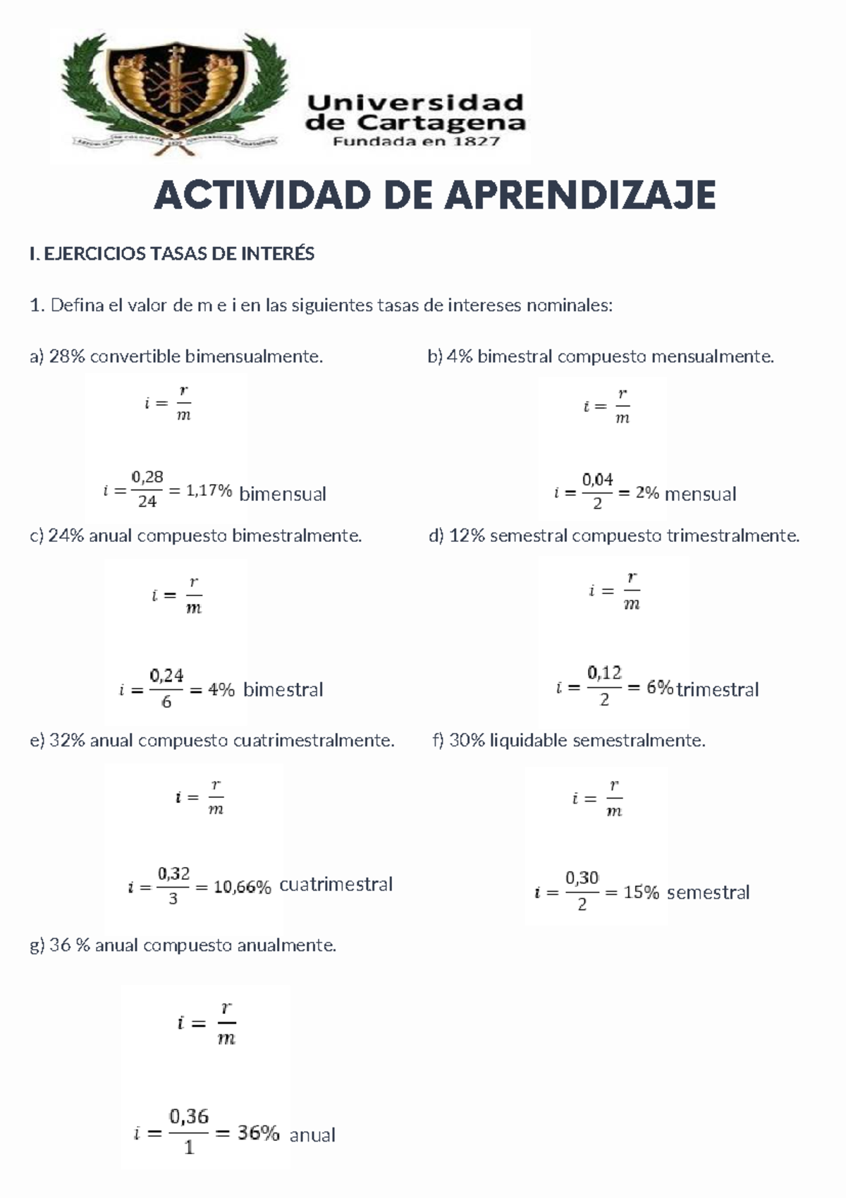 Actividad 2: Ejercicios de Tasas de Interés y Ecuación de Valor ...