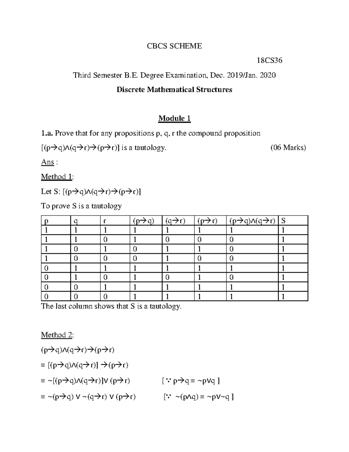 DMS 18CS36 - Solved Question Paper for Dec 2019/Jan 2020 Exam - Studocu