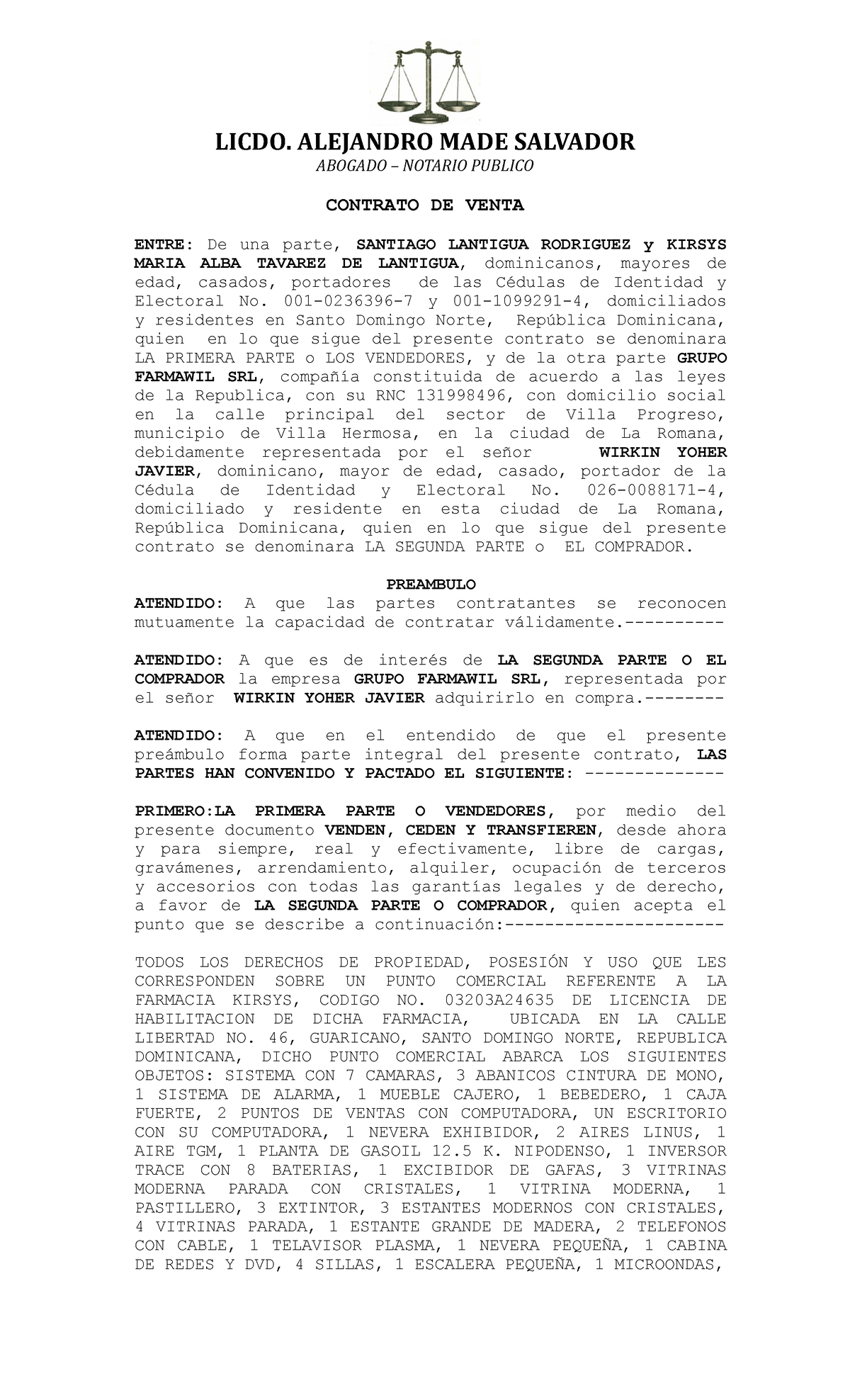 ACTO DE VENTA DE PUNTO COMERCIAL EN SANTO DOMINGO 2022 - Document Preview