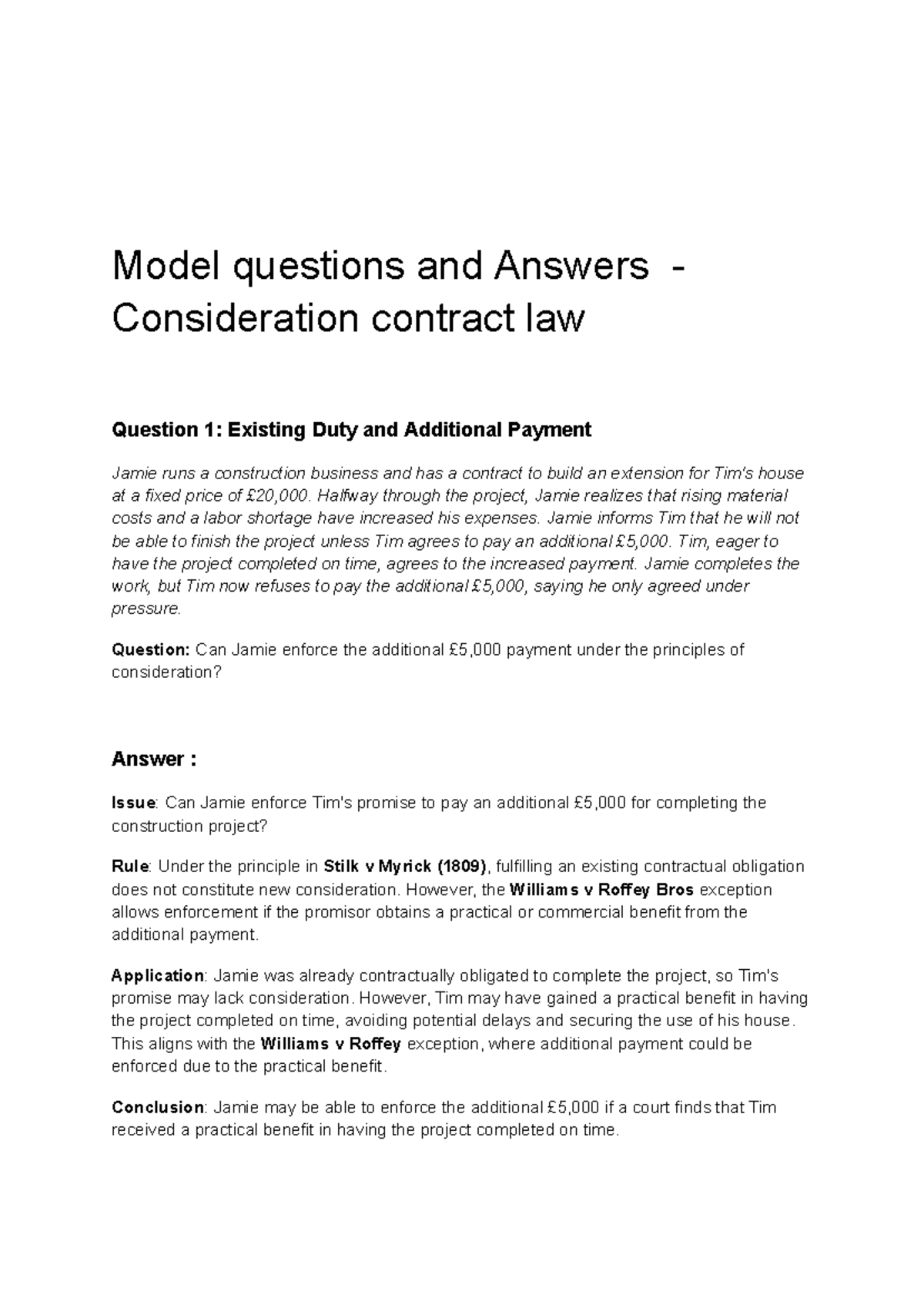 Model questions and answers consideration - Halfway through the project ...