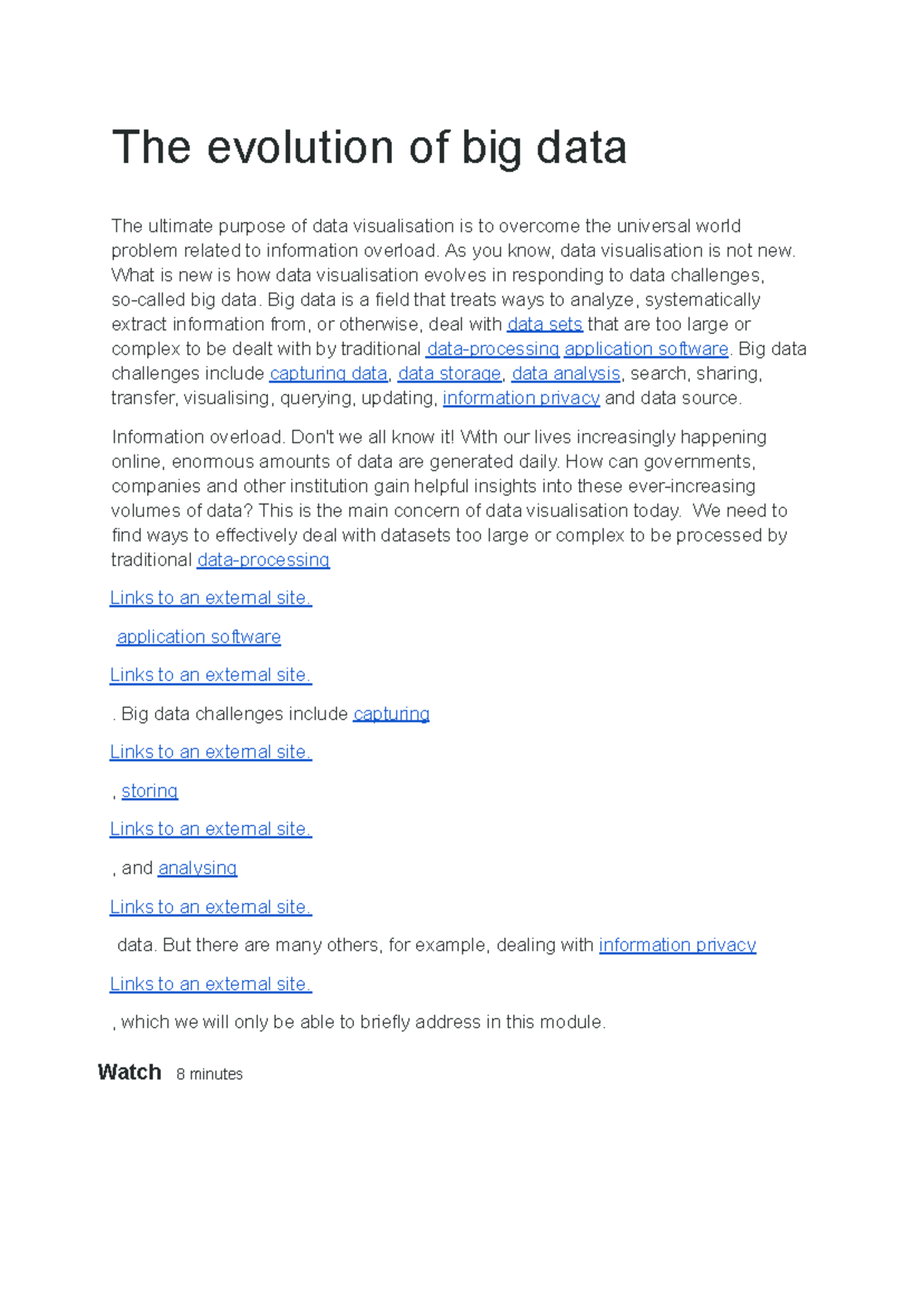 Lecture on Big Data Evolution and Data Visualization Challenges - Studocu