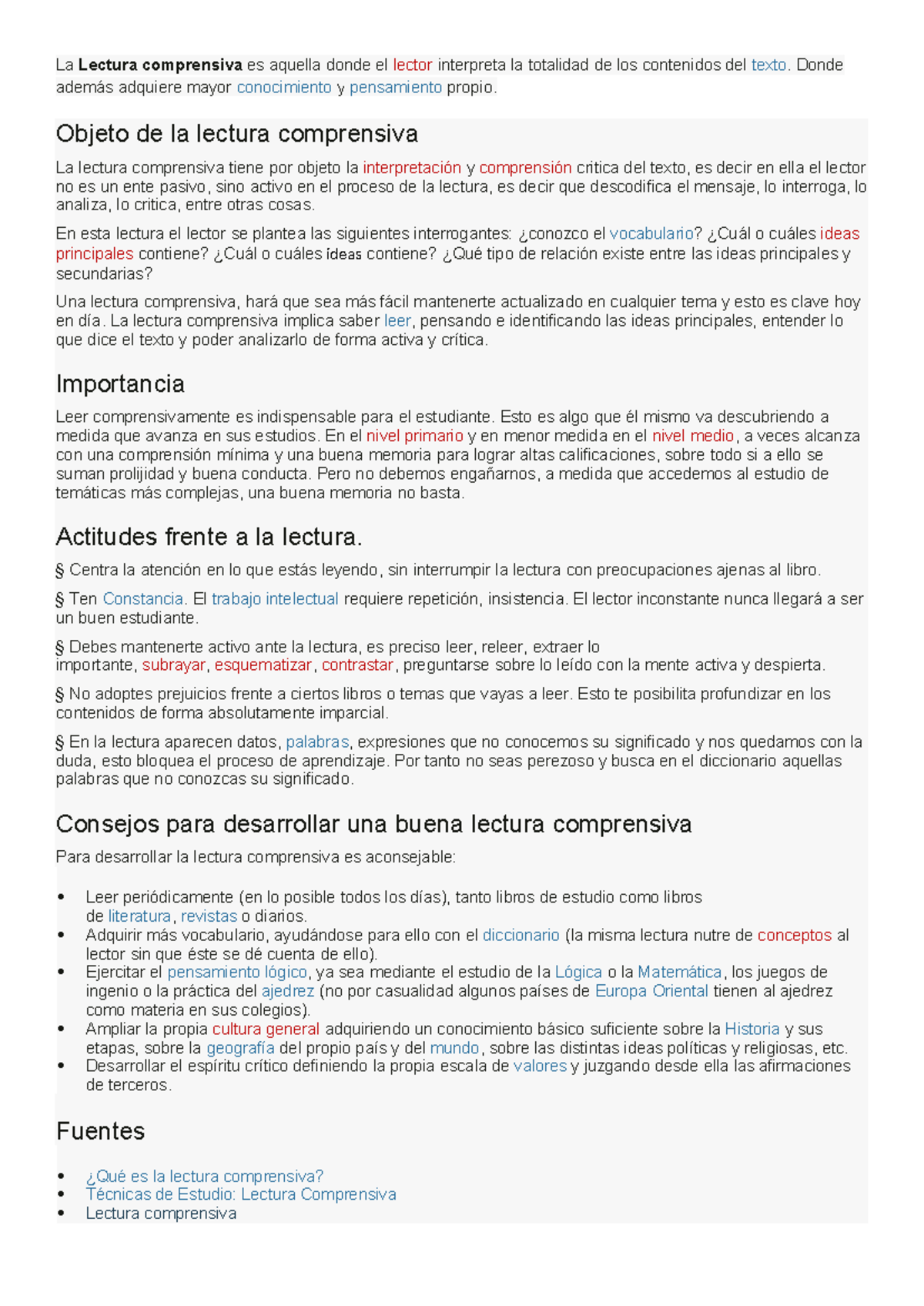 Comprension lectora - La Lectura comprensiva es aquella donde el lector ...