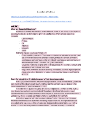 NDFS 100 Study Guide - NDFS 100 Study Guide: Exam 1 Chapter 1 ...