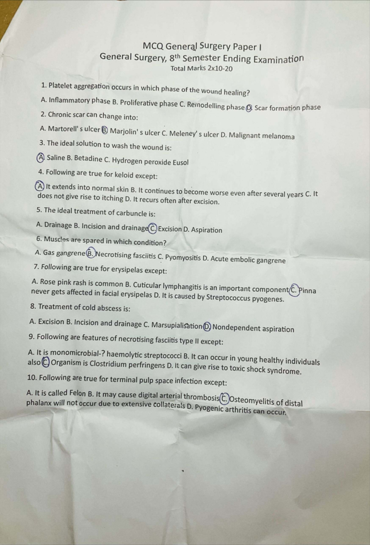 Surgery Paper A PYQ - Important MCQs & Short Notes for MBBS 3rd Prof ...
