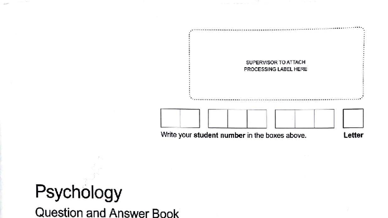 VCAA 2025 Psychology Exam: Question and Answer Book - Studocu