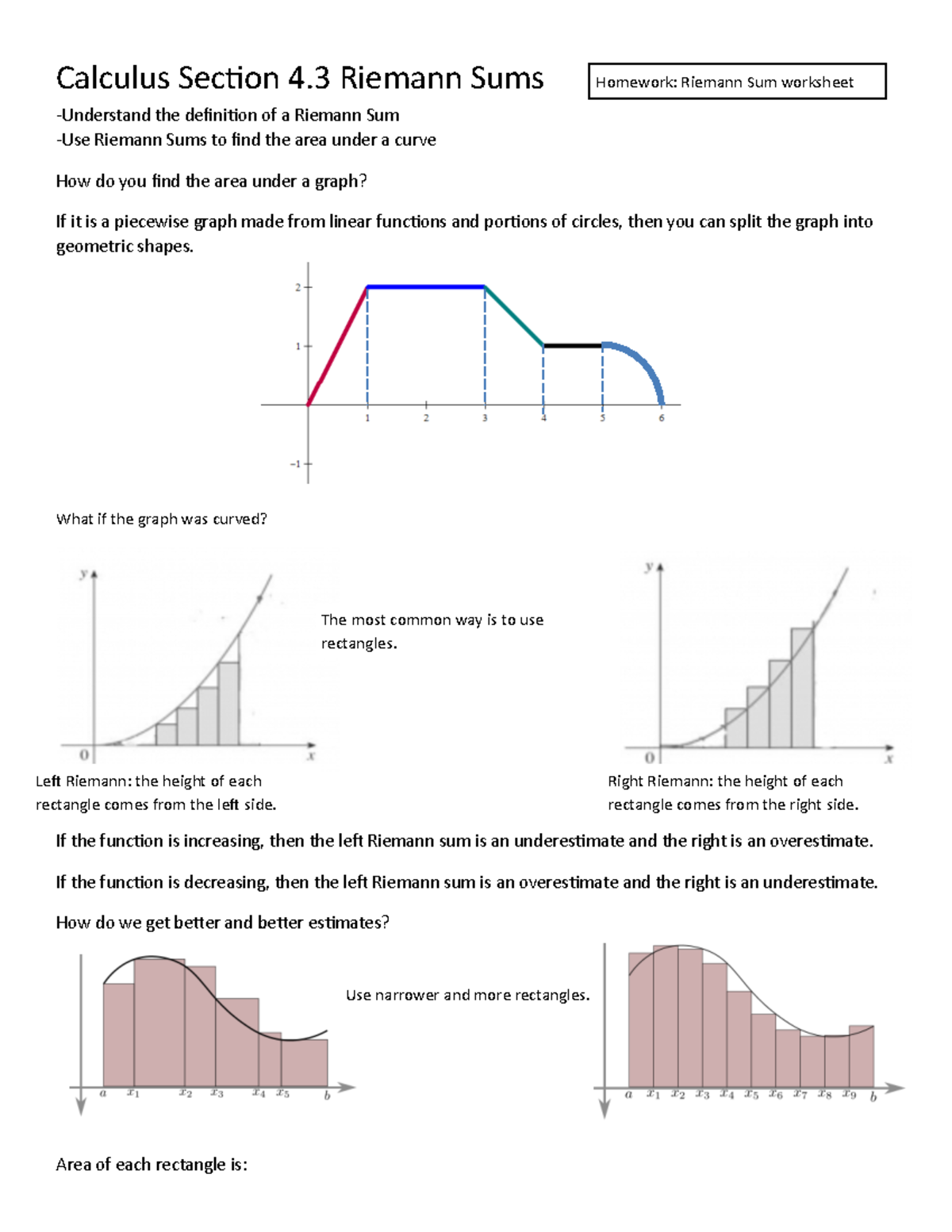 Calculus Worksheet On Riemann Sums Answers Riemann Sum - From Wolfram