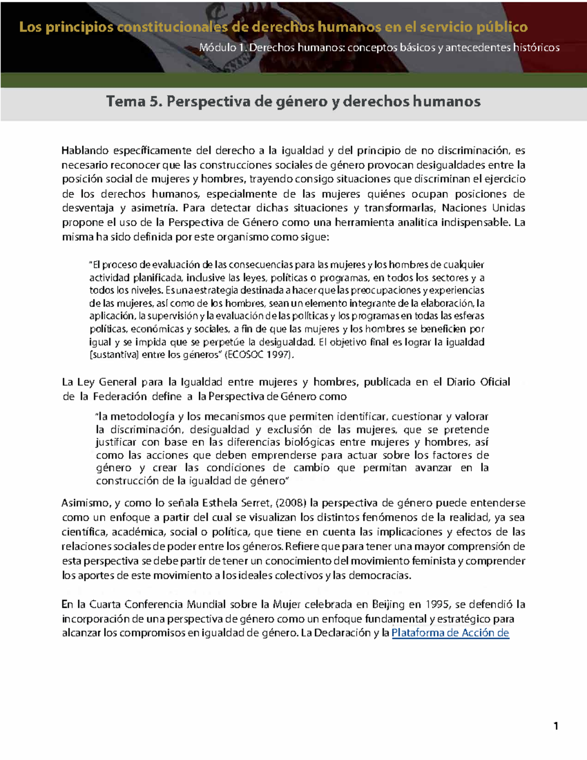 Módulo 1: Perspectiva de Género y Derechos Humanos (EC0S0C 1997) - Studocu