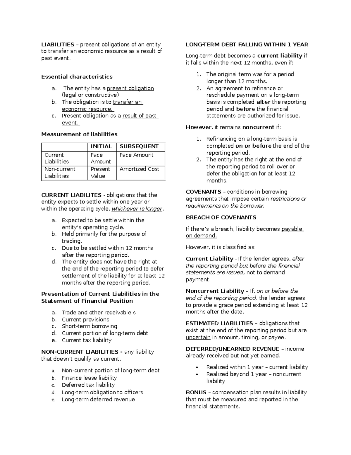 Liabilities Overview for Financial Reporting: Key Concepts and ...