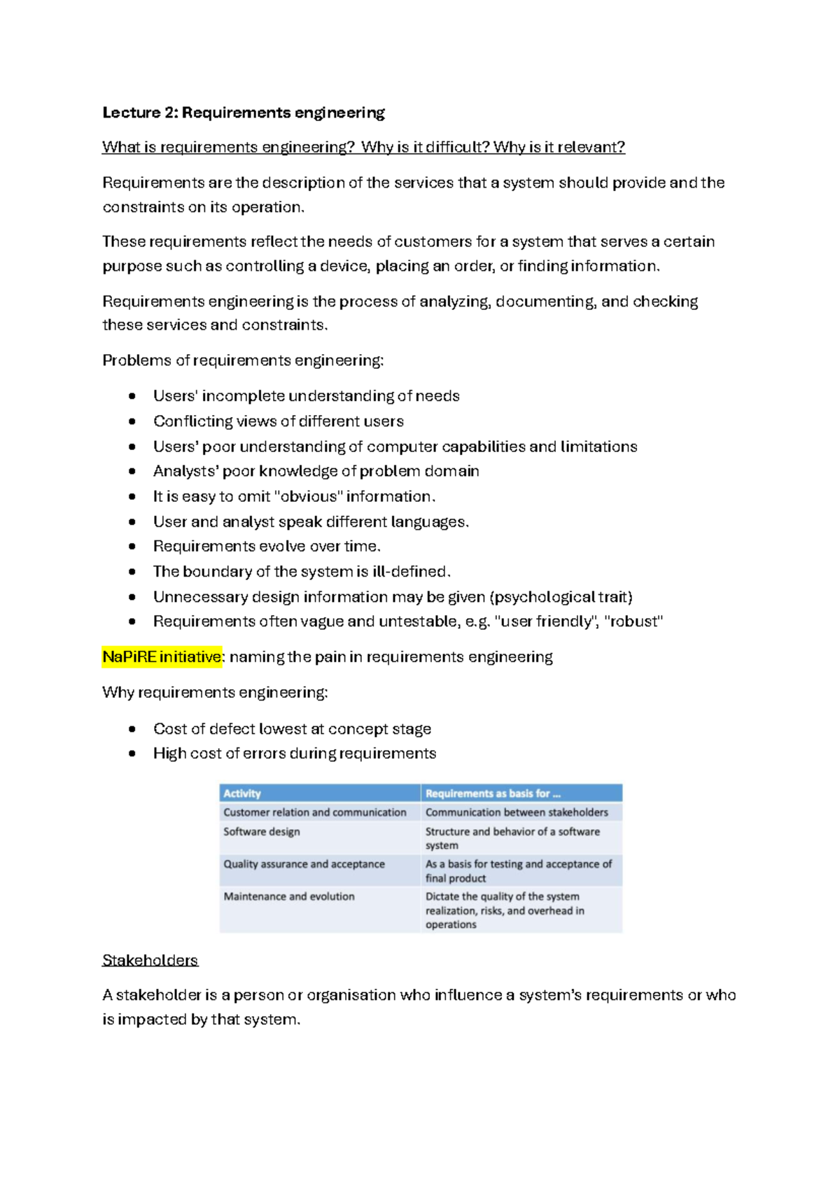Lecture 2: Overview of Requirements Engineering Concepts and Challenges ...