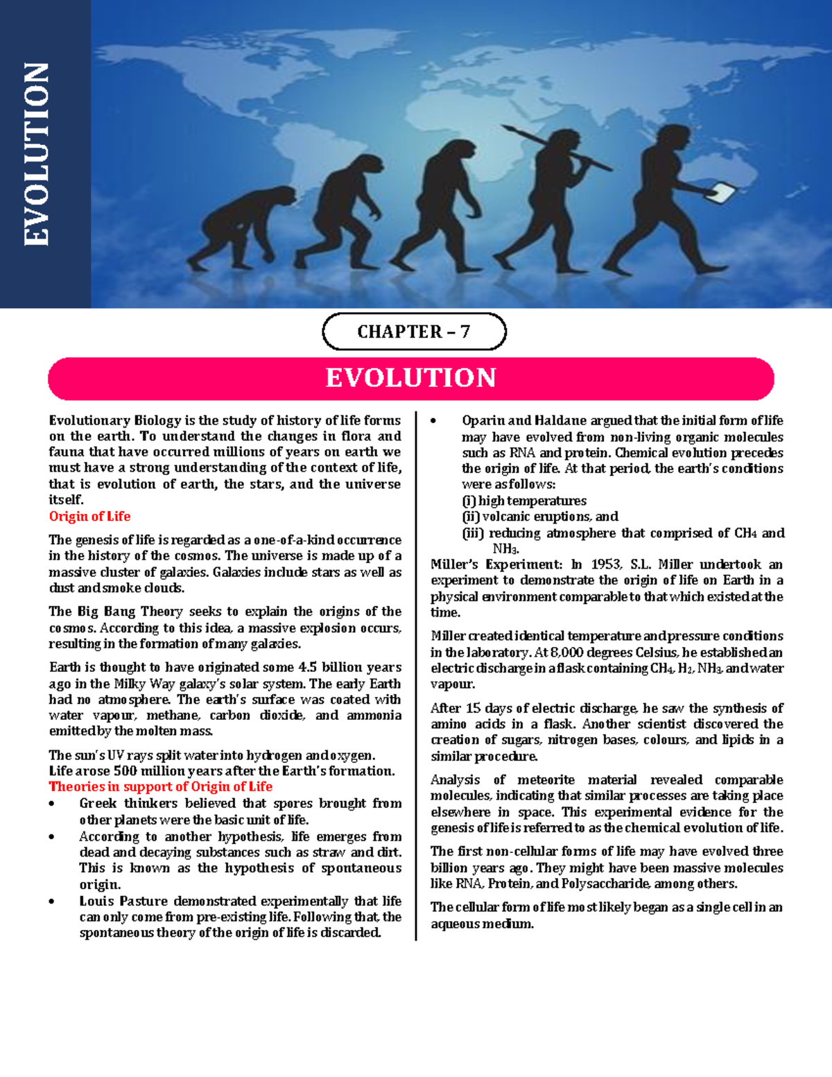 Evolution (CH 7: Comprehensive Notes & Previous Questions) - Studocu