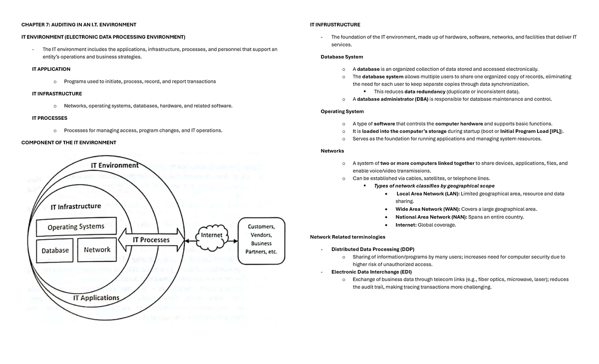 Chapter 7: Auditing in an I.T. Environment Summary (IT 101) - Studocu