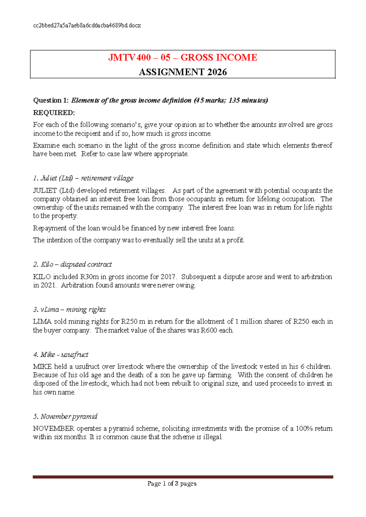 JMTV400 05 Gross Income Assignment Analysis - 2026 - Studocu
